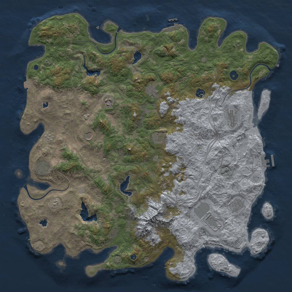 Rust Map: Procedural Map, Size: 5000, Seed: 99451306, 17 Monuments
