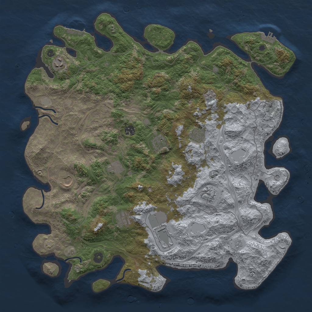 Rust Map: Procedural Map, Size: 4500, Seed: 263315394, 18 Monuments