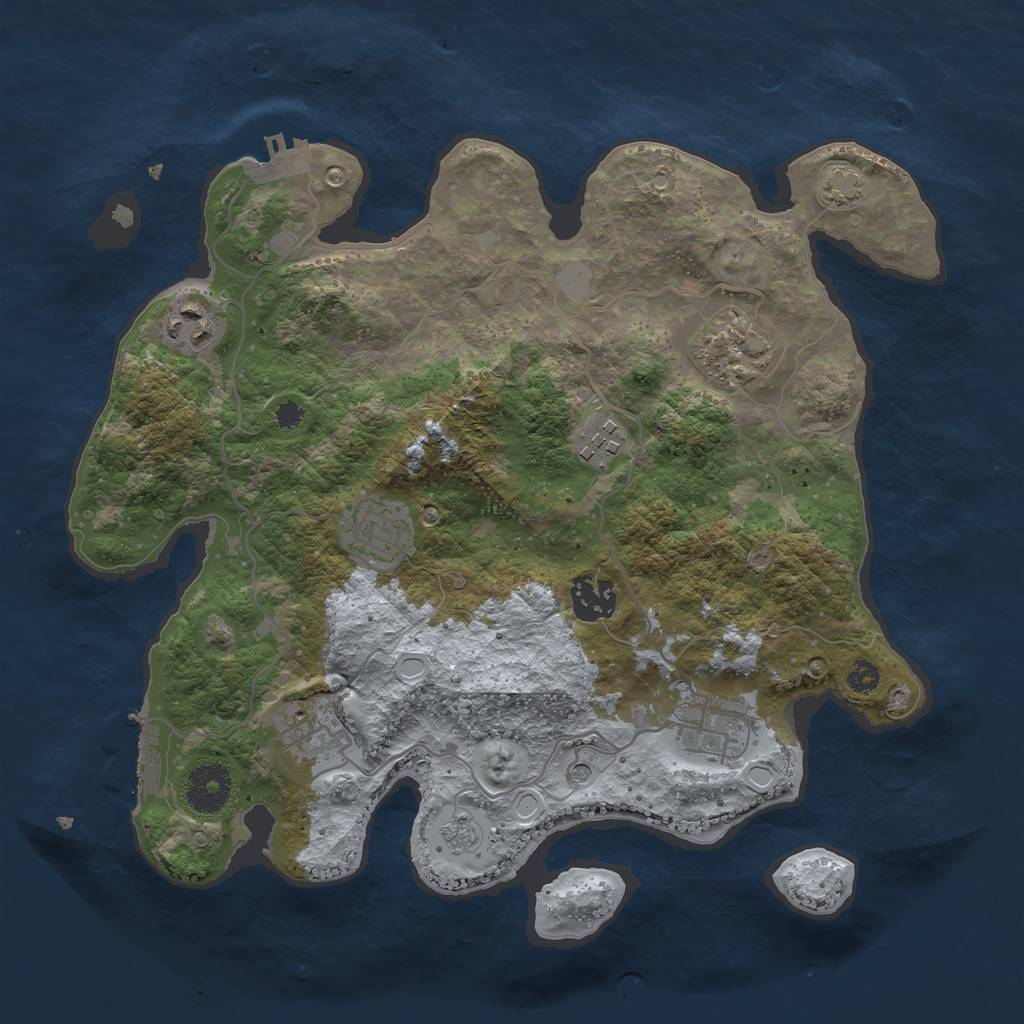 Rust Map: Procedural Map, Size: 3250, Seed: 216499, 15 Monuments
