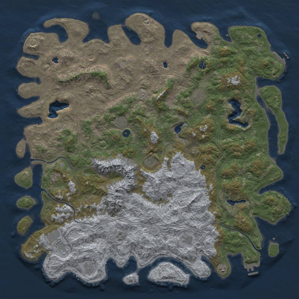 Rust Map: Procedural Map, Size: 6000, Seed: 35791, 17 Monuments