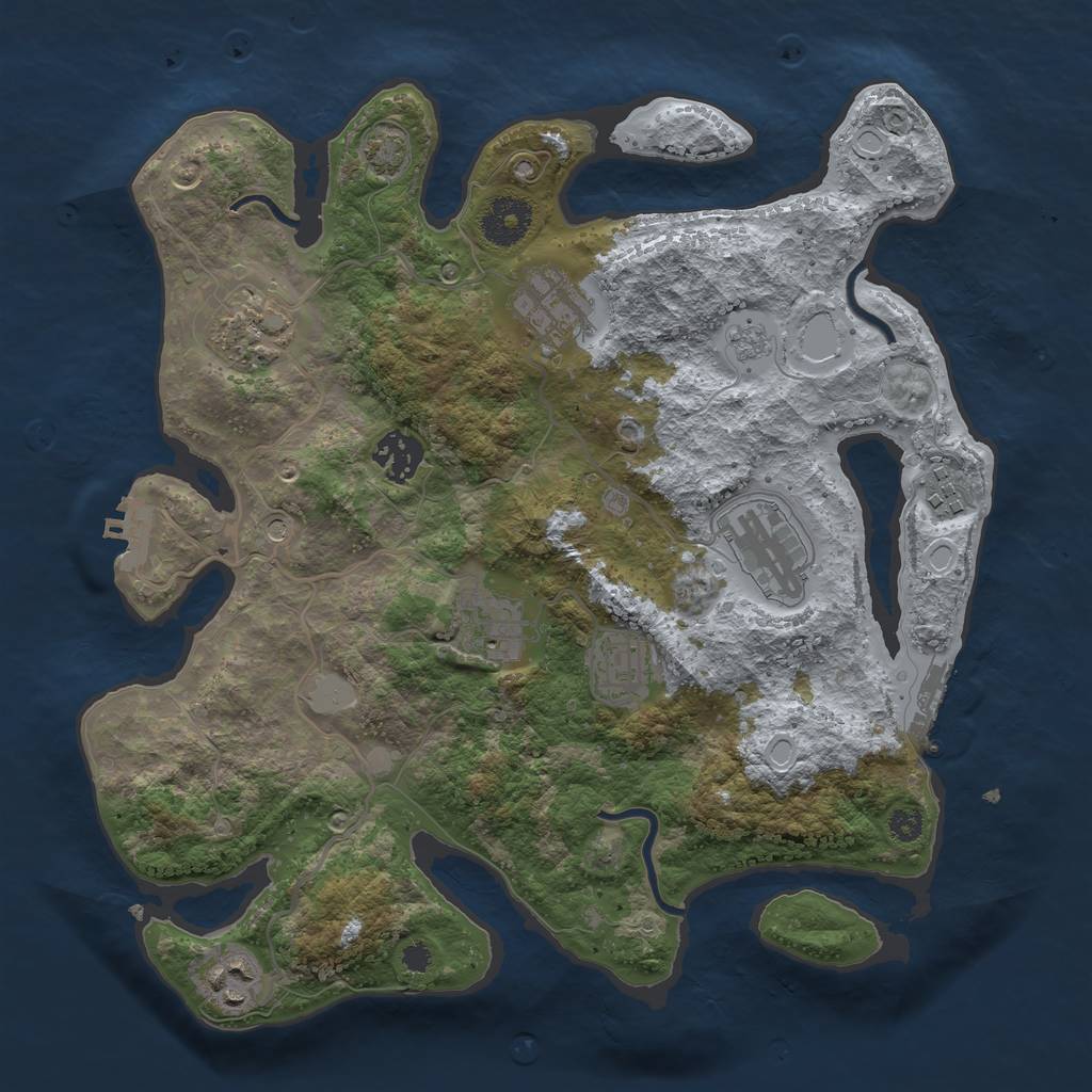 Rust Map: Procedural Map, Size: 3300, Seed: 396205143, 16 Monuments