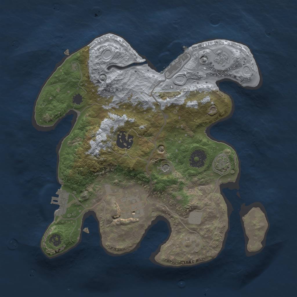 Rust Map: Procedural Map, Size: 2500, Seed: 18885, 10 Monuments