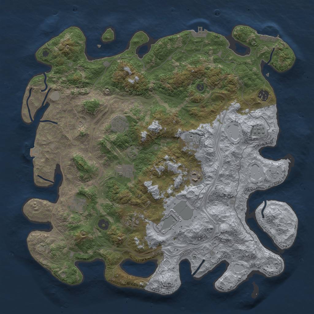 Rust Map: Procedural Map, Size: 4300, Seed: 1258702187, 17 Monuments