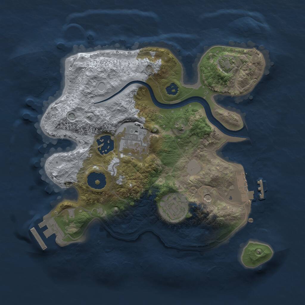 Rust Map: Procedural Map, Size: 2500, Seed: 82615, 8 Monuments