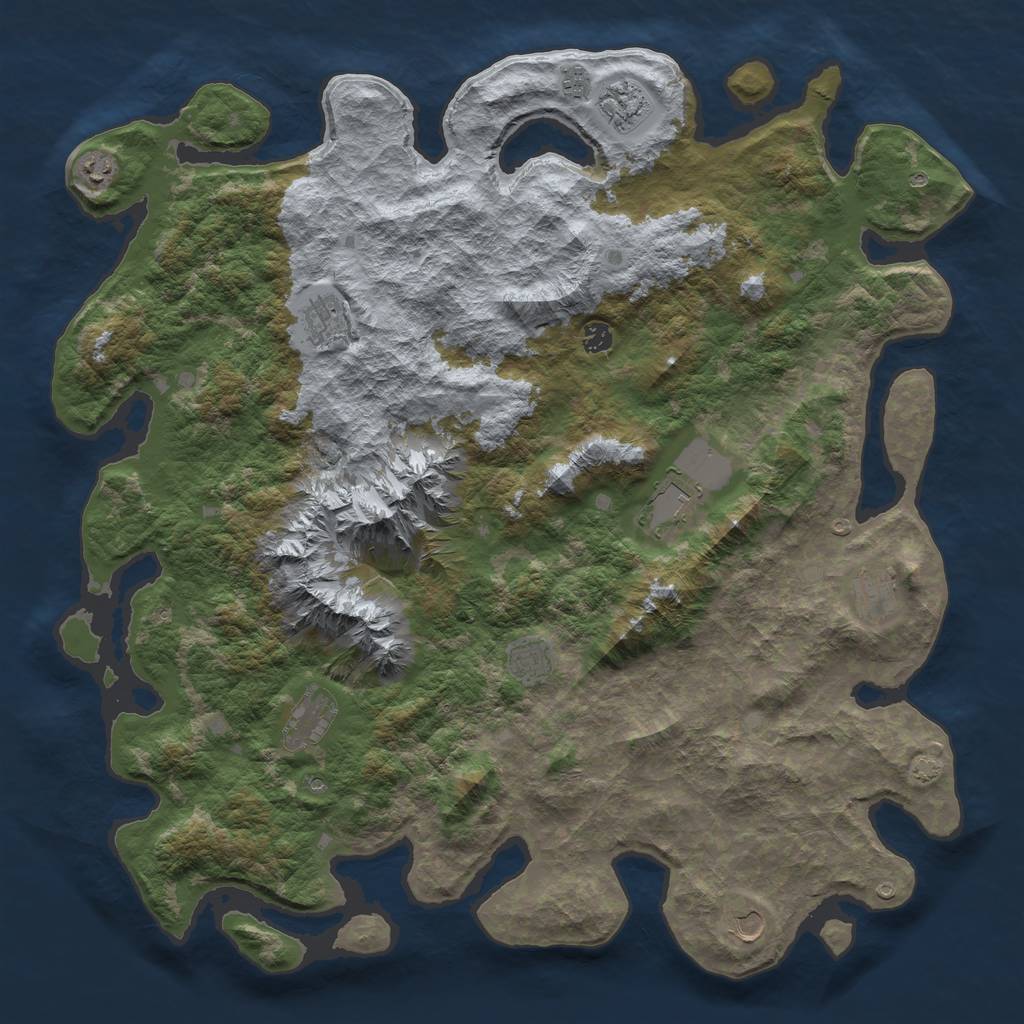 Rust Map: Barren, Size: 5000, Seed: 40400, 14 Monuments