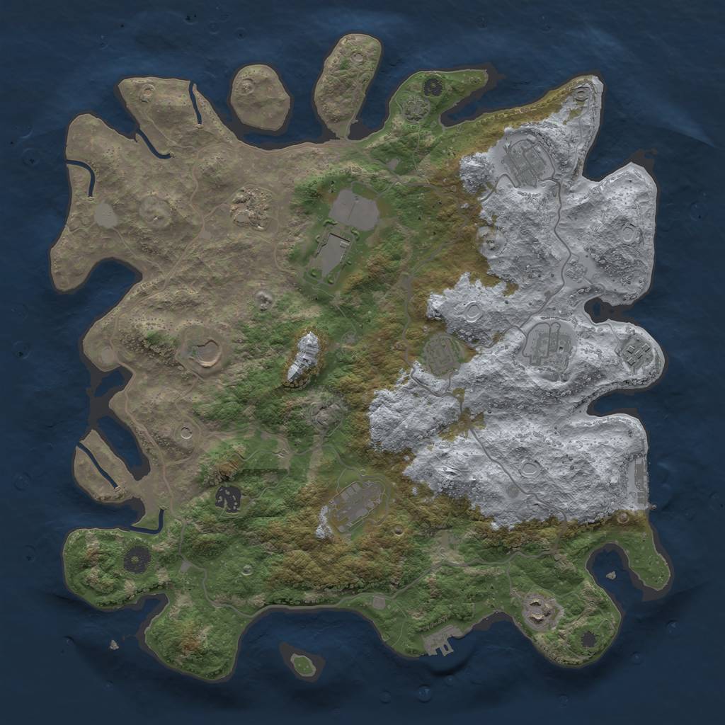 Rust Map: Procedural Map, Size: 4000, Seed: 5461, 18 Monuments