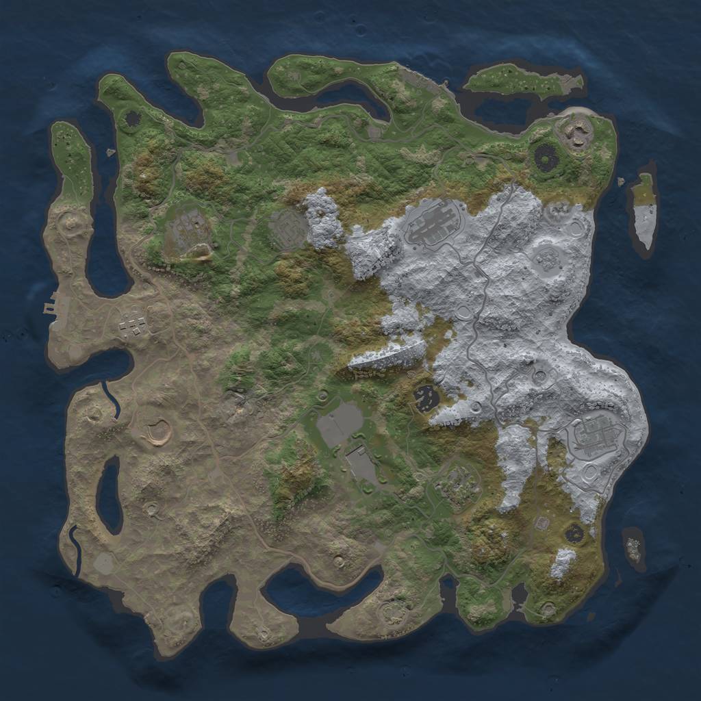 Rust Map: Procedural Map, Size: 4000, Seed: 962402141, 18 Monuments