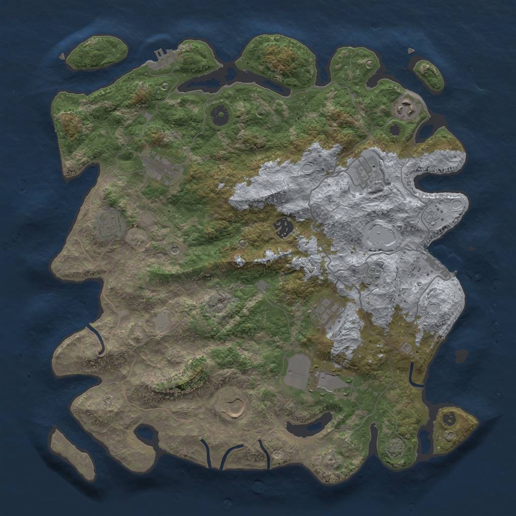 Rust Map: Procedural Map, Size: 4000, Seed: 49183, 17 Monuments