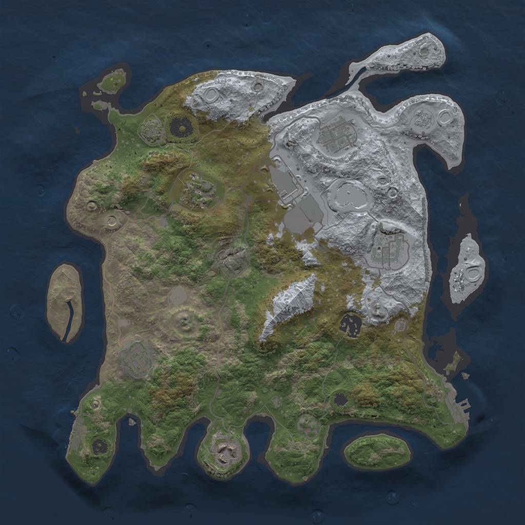 Rust Map: Procedural Map, Size: 3500, Seed: 1305017403, 15 Monuments