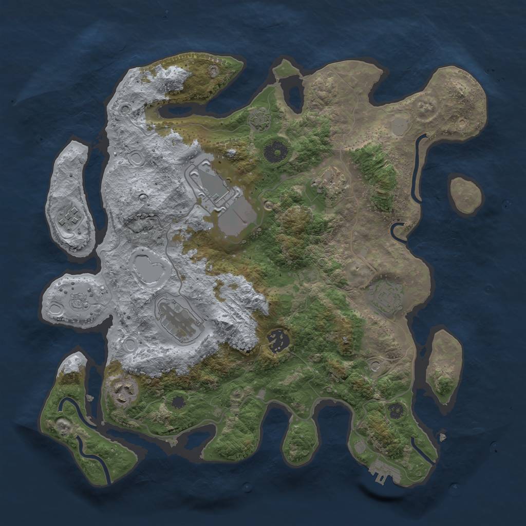 Rust Map: Procedural Map, Size: 3500, Seed: 1191985247, 14 Monuments