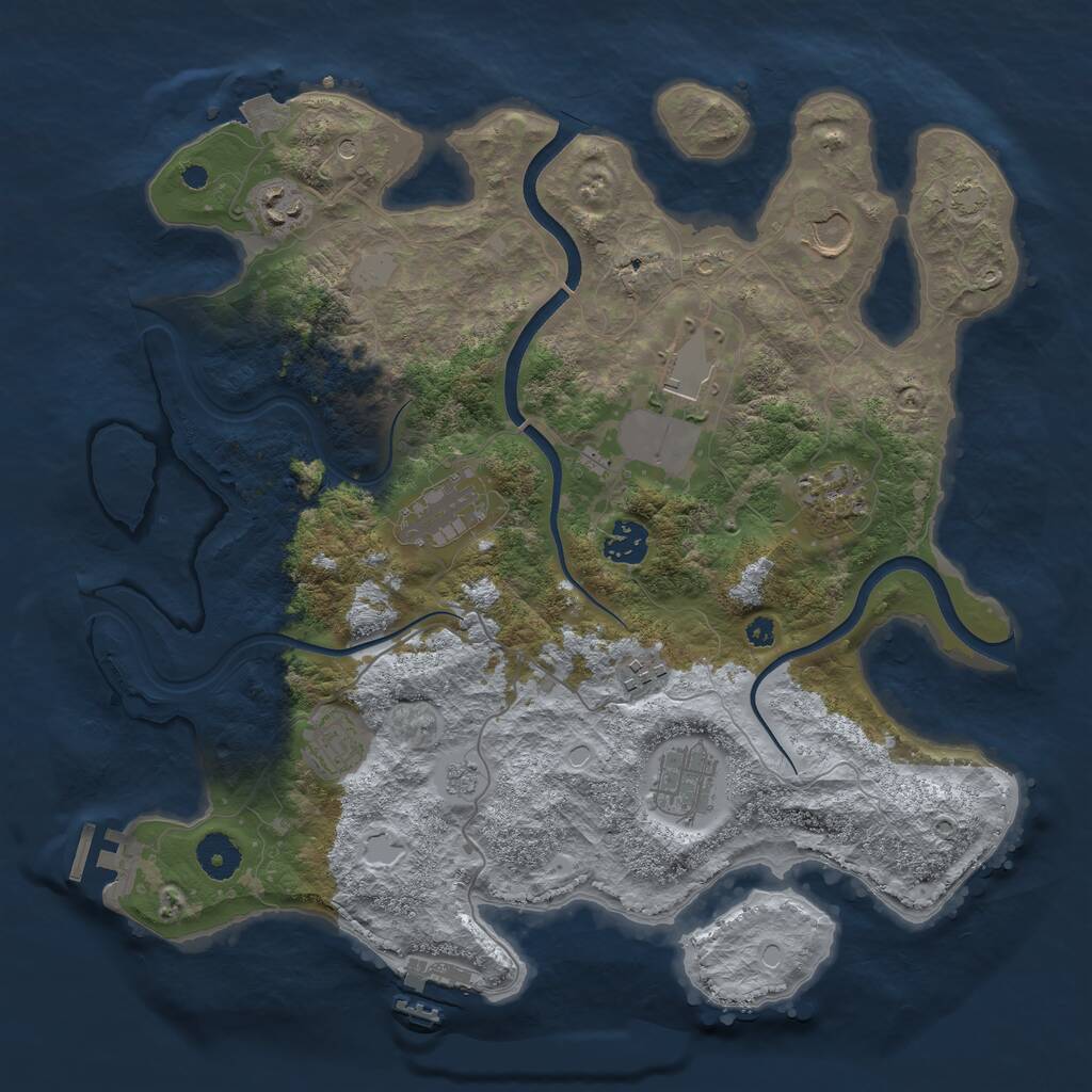 Rust Map: Procedural Map, Size: 3700, Seed: 272943683, 15 Monuments