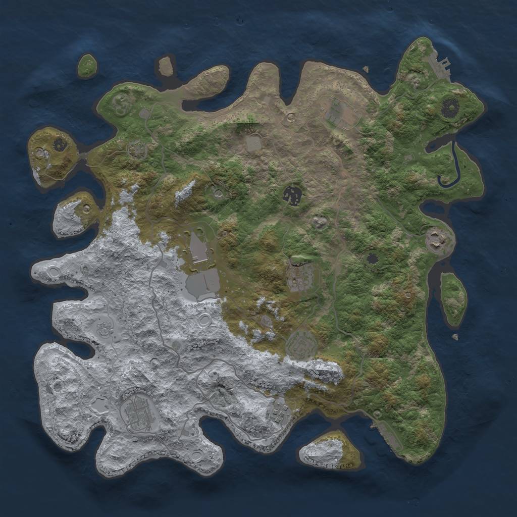 Rust Map: Procedural Map, Size: 4000, Seed: 1983483, 16 Monuments