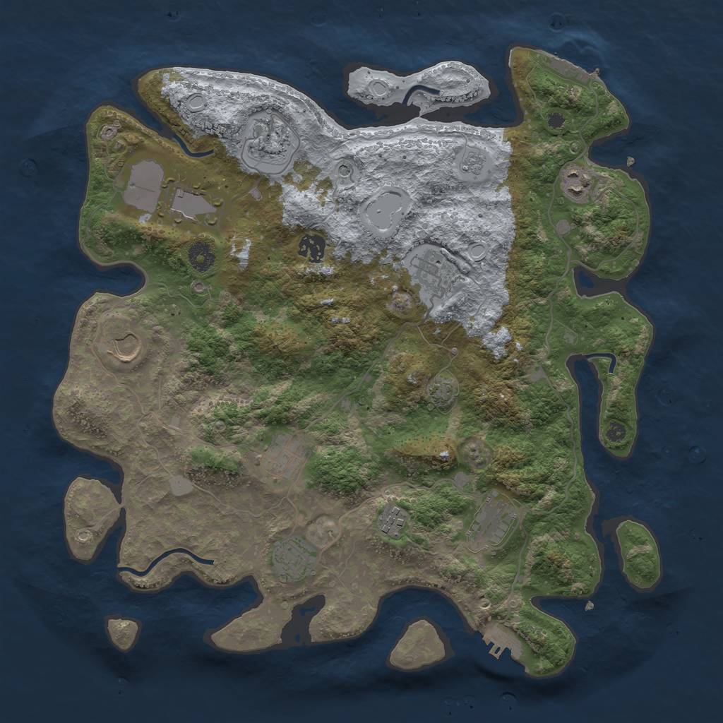 Rust Map: Procedural Map, Size: 3850, Seed: 92753659, 18 Monuments