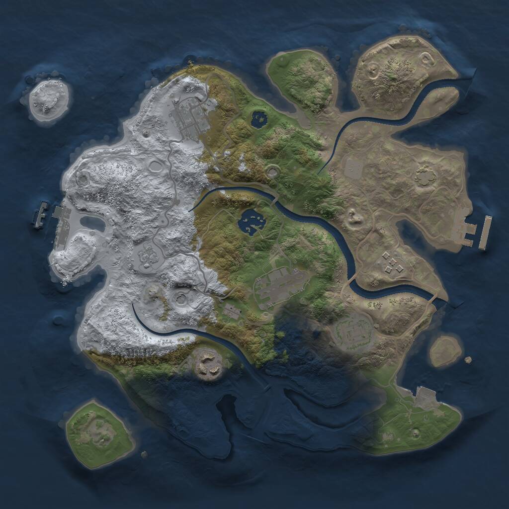 Rust Map: Procedural Map, Size: 3000, Seed: 343755048, 12 Monuments