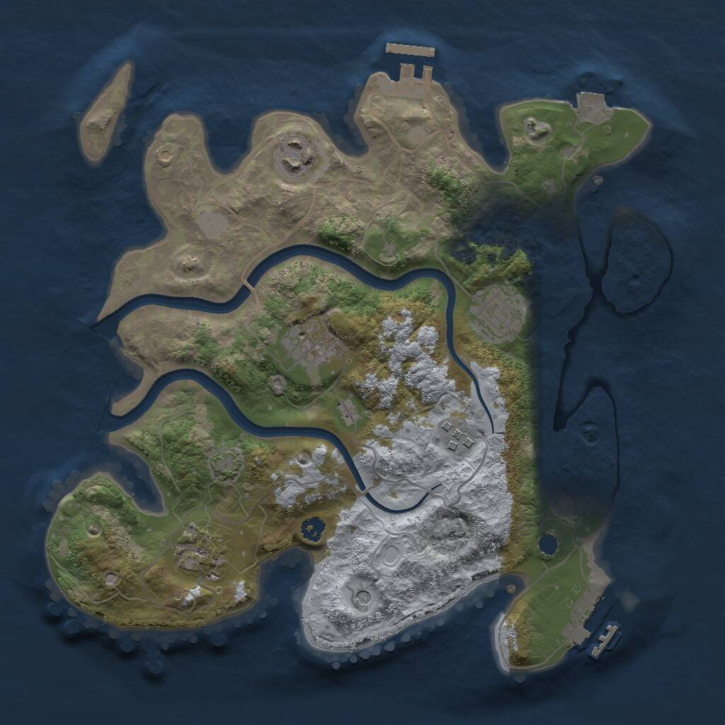 Rust Map: Procedural Map, Size: 3000, Seed: 743003836, 10 Monuments