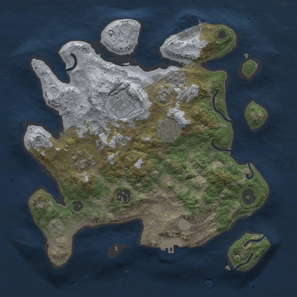 Rust Map: Procedural Map, Size: 3000, Seed: 115830754, 12 Monuments
