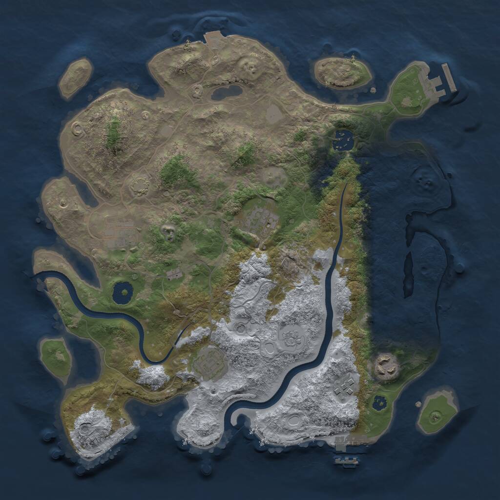 Rust Map: Procedural Map, Size: 3400, Seed: 24640085, 12 Monuments