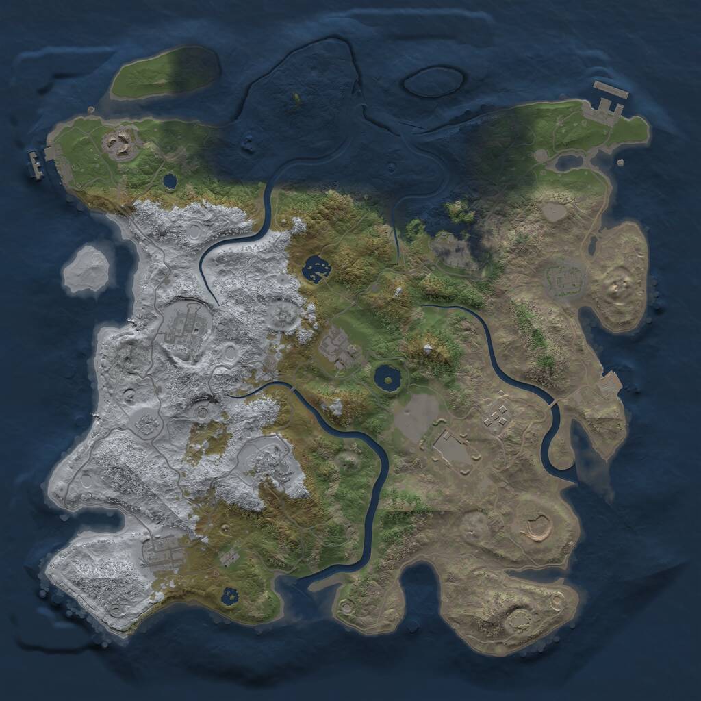 Rust Map: Procedural Map, Size: 3950, Seed: 2407103, 17 Monuments