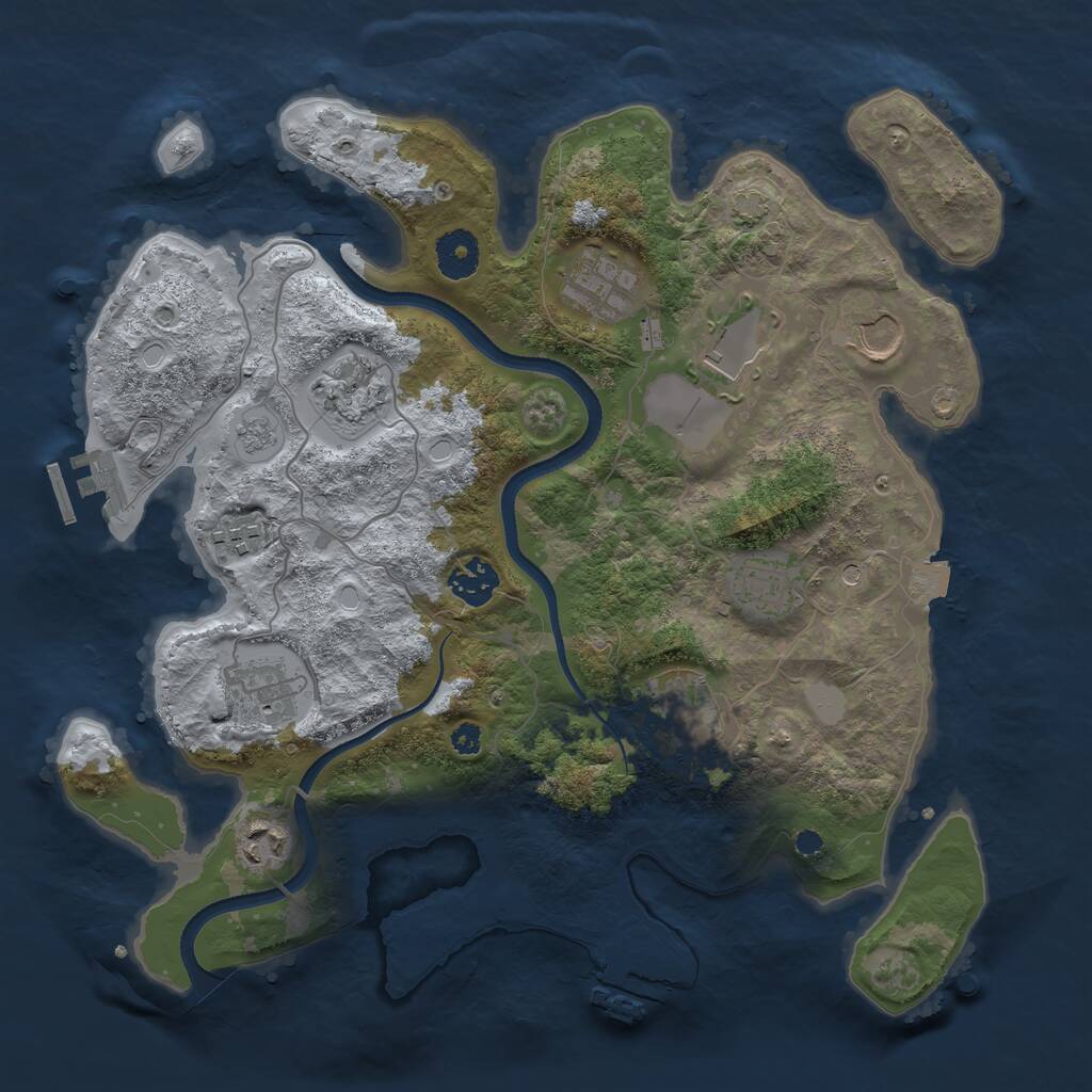 Rust Map: Procedural Map, Size: 3500, Seed: 44201334, 16 Monuments