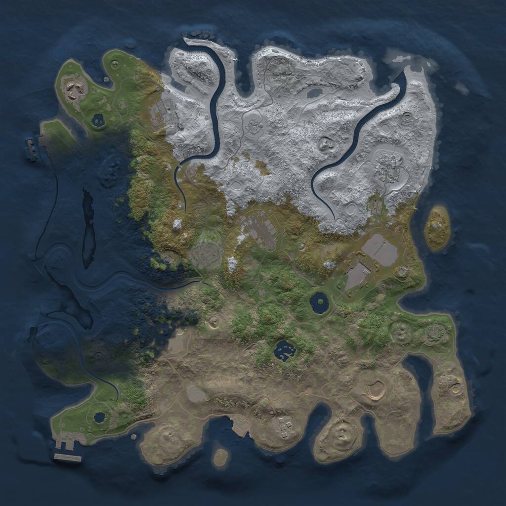 Rust Map: Procedural Map, Size: 3800, Seed: 1812, 16 Monuments