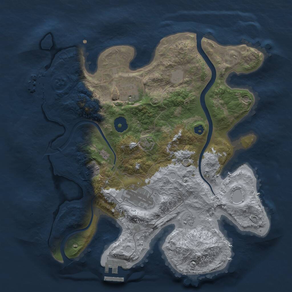 Rust Map: Procedural Map, Size: 3000, Seed: 1976155736, 8 Monuments
