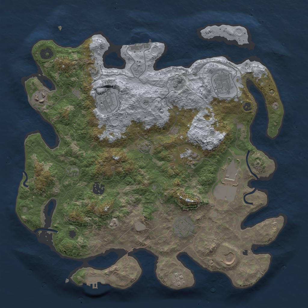 Rust Map: Procedural Map, Size: 3700, Seed: 797164799, 17 Monuments