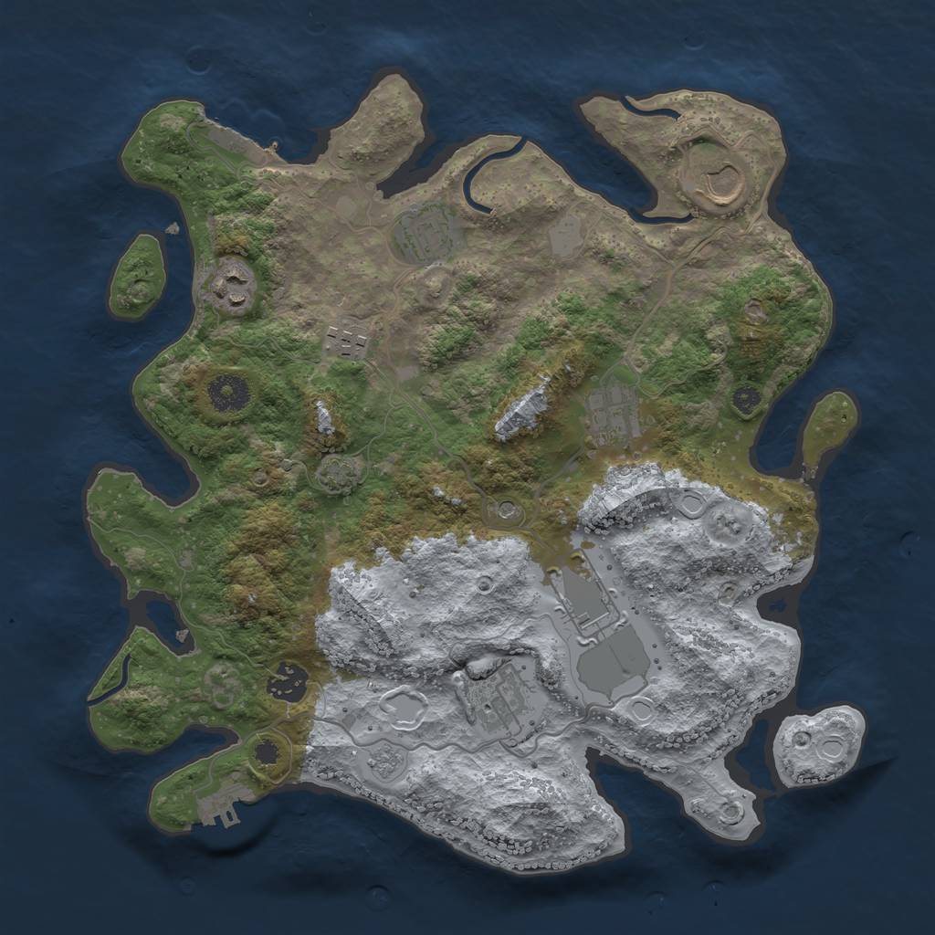 Rust Map: Procedural Map, Size: 3500, Seed: 7482304, 16 Monuments