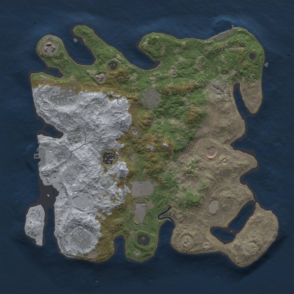 Rust Map: Procedural Map, Size: 3500, Seed: 392876291, 16 Monuments