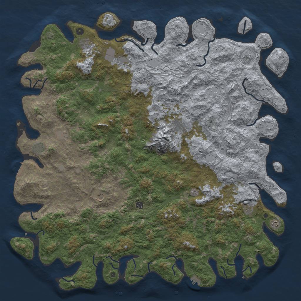 Rust Map: Procedural Map, Size: 6000, Seed: 417656612, 19 Monuments