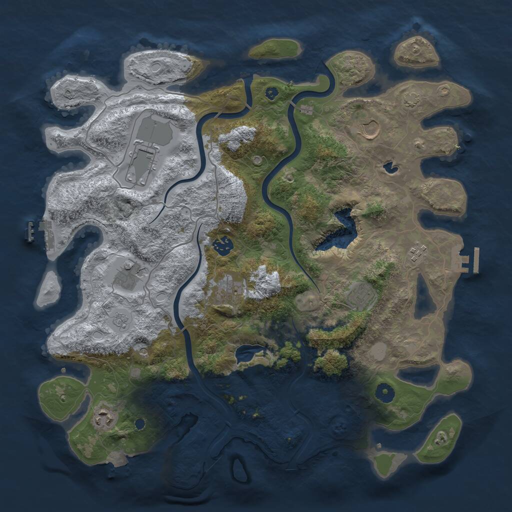 Rust Map: Procedural Map, Size: 4000, Seed: 447931235, 14 Monuments