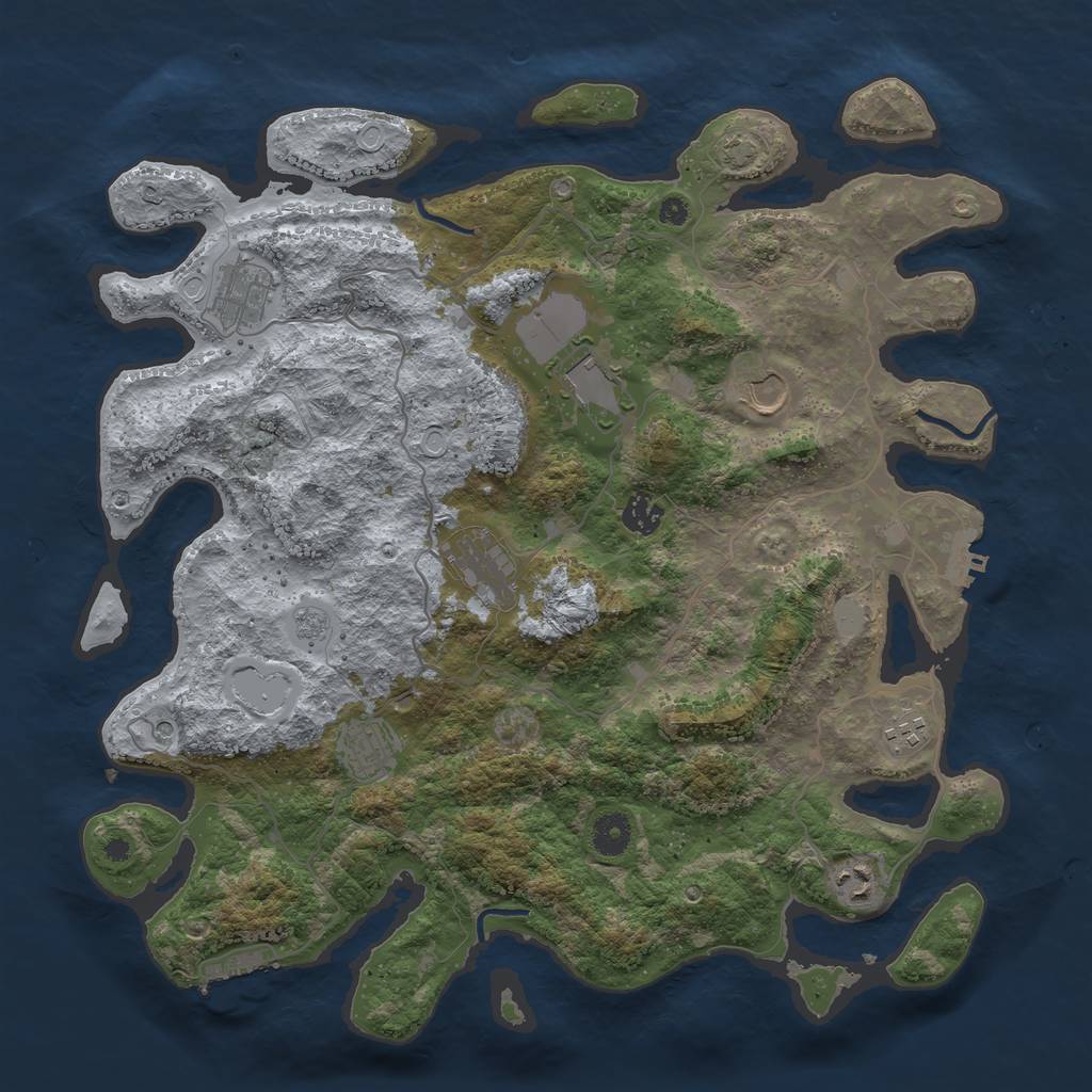 Rust Map: Procedural Map, Size: 4000, Seed: 447931235, 16 Monuments