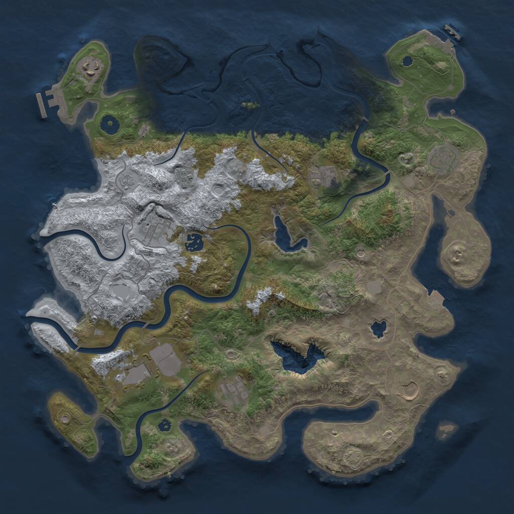 Rust Map: Procedural Map, Size: 4100, Seed: 84650684, 15 Monuments