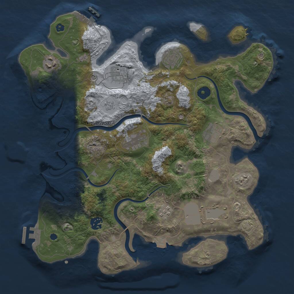 Rust Map: Procedural Map, Size: 3500, Seed: 43923808, 14 Monuments