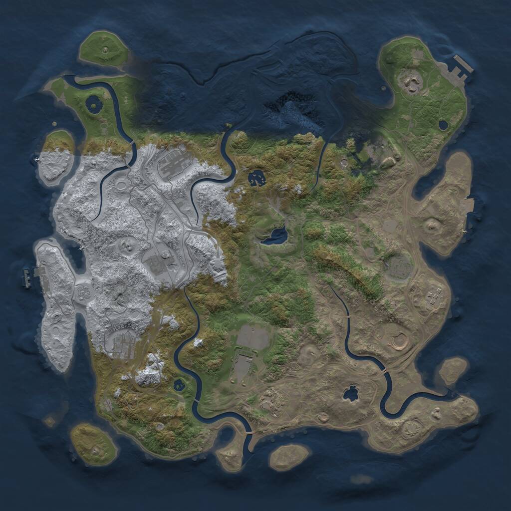 Rust Map: Procedural Map, Size: 4400, Seed: 87971055, 17 Monuments