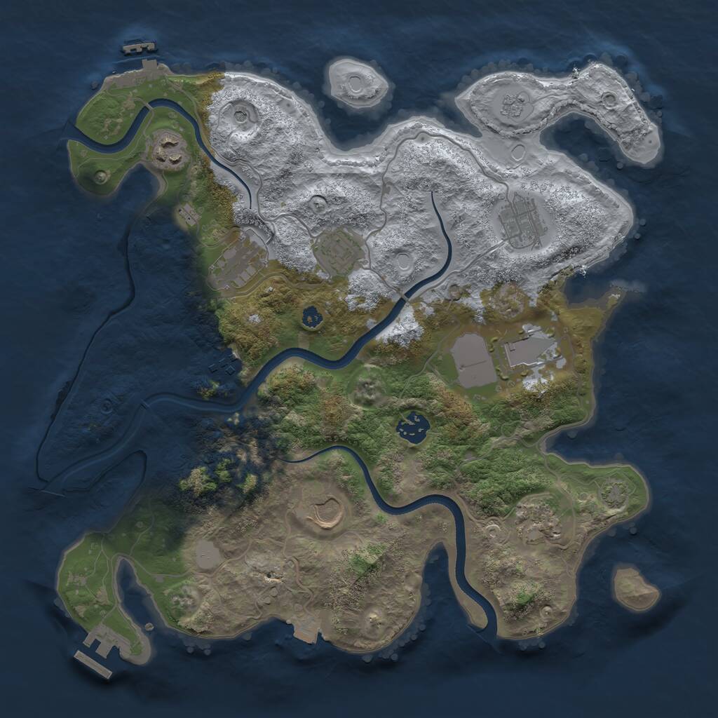 Rust Map: Procedural Map, Size: 3500, Seed: 1492491659, 15 Monuments