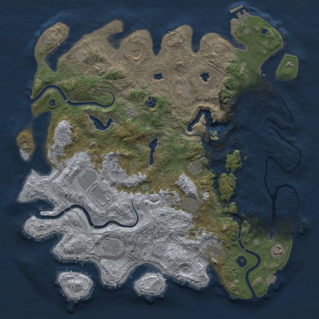 Rust Map: Procedural Map, Size: 4500, Seed: 10443, 17 Monuments