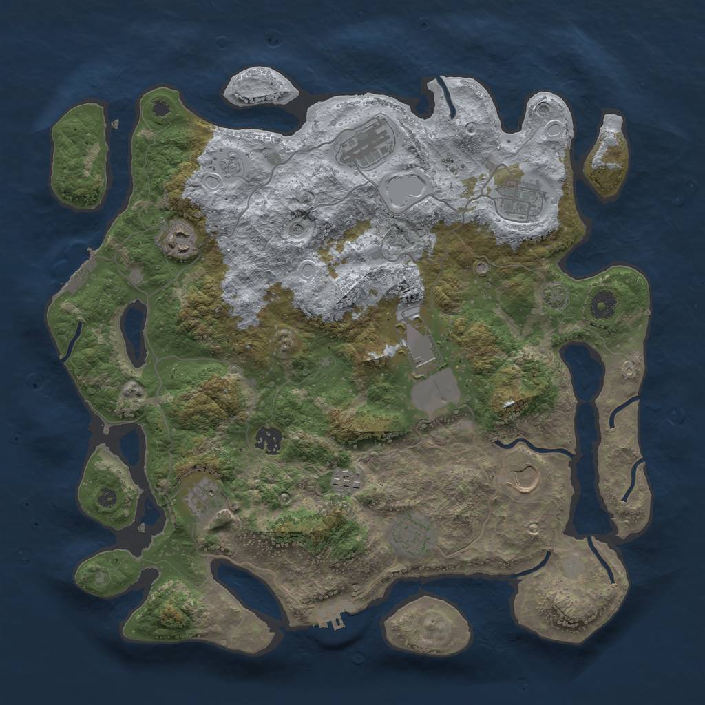 Rust Map: Procedural Map, Size: 3850, Seed: 76100436, 17 Monuments