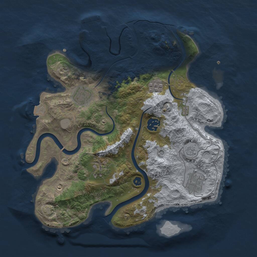 Rust Map: Procedural Map, Size: 3000, Seed: 45712953, 10 Monuments