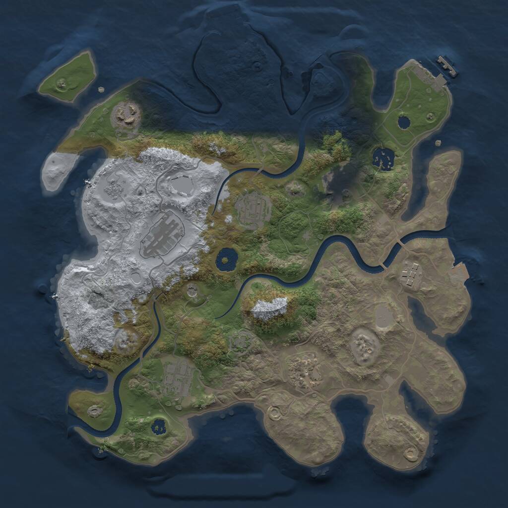 Rust Map: Procedural Map, Size: 3300, Seed: 63959256, 14 Monuments