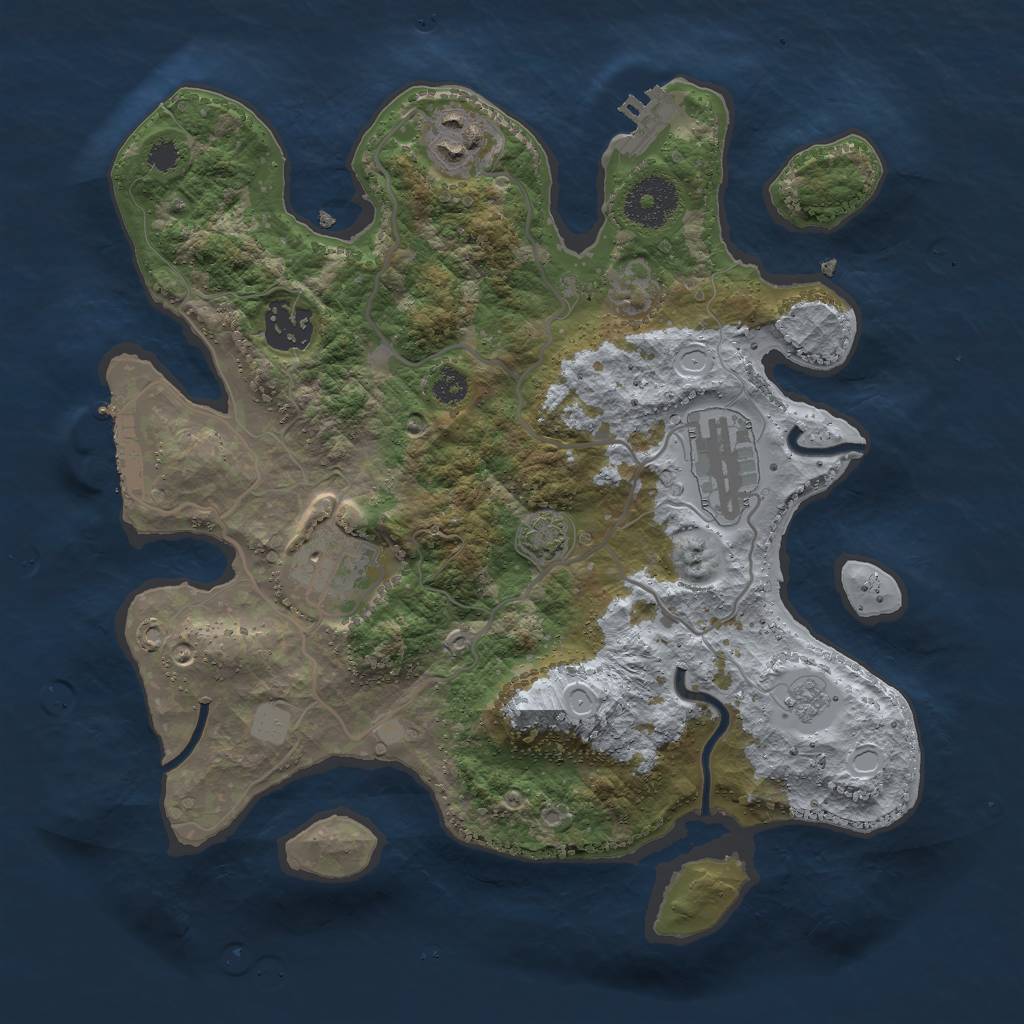 Rust Map: Procedural Map, Size: 3000, Seed: 1346106868, 11 Monuments