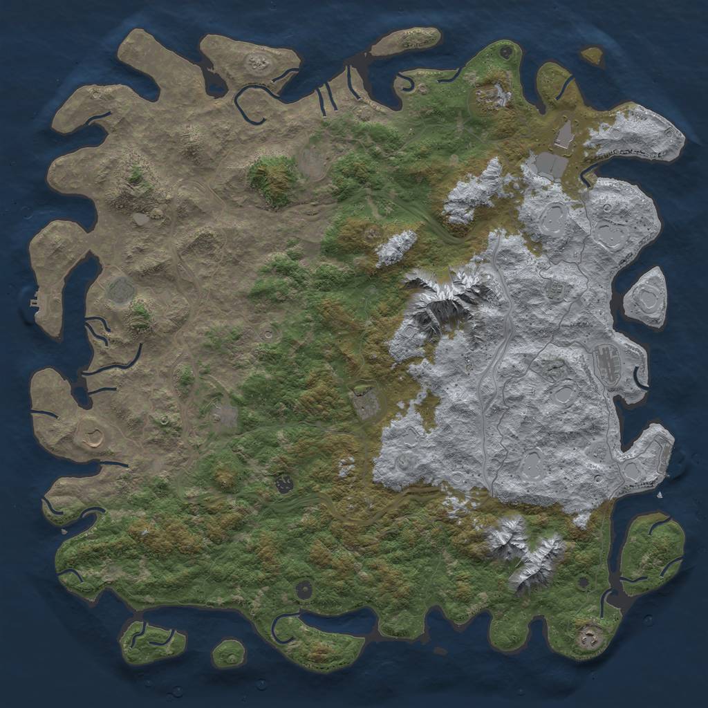 Rust Map: Procedural Map, Size: 6000, Seed: 1353310425, 19 Monuments