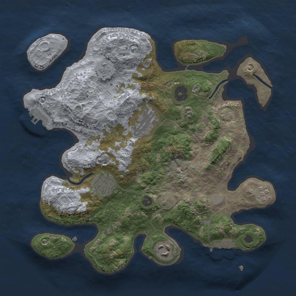 Rust Map: Procedural Map, Size: 3000, Seed: 1414088529, 11 Monuments