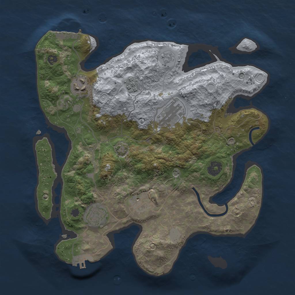 Rust Map: Procedural Map, Size: 3000, Seed: 437452057, 13 Monuments