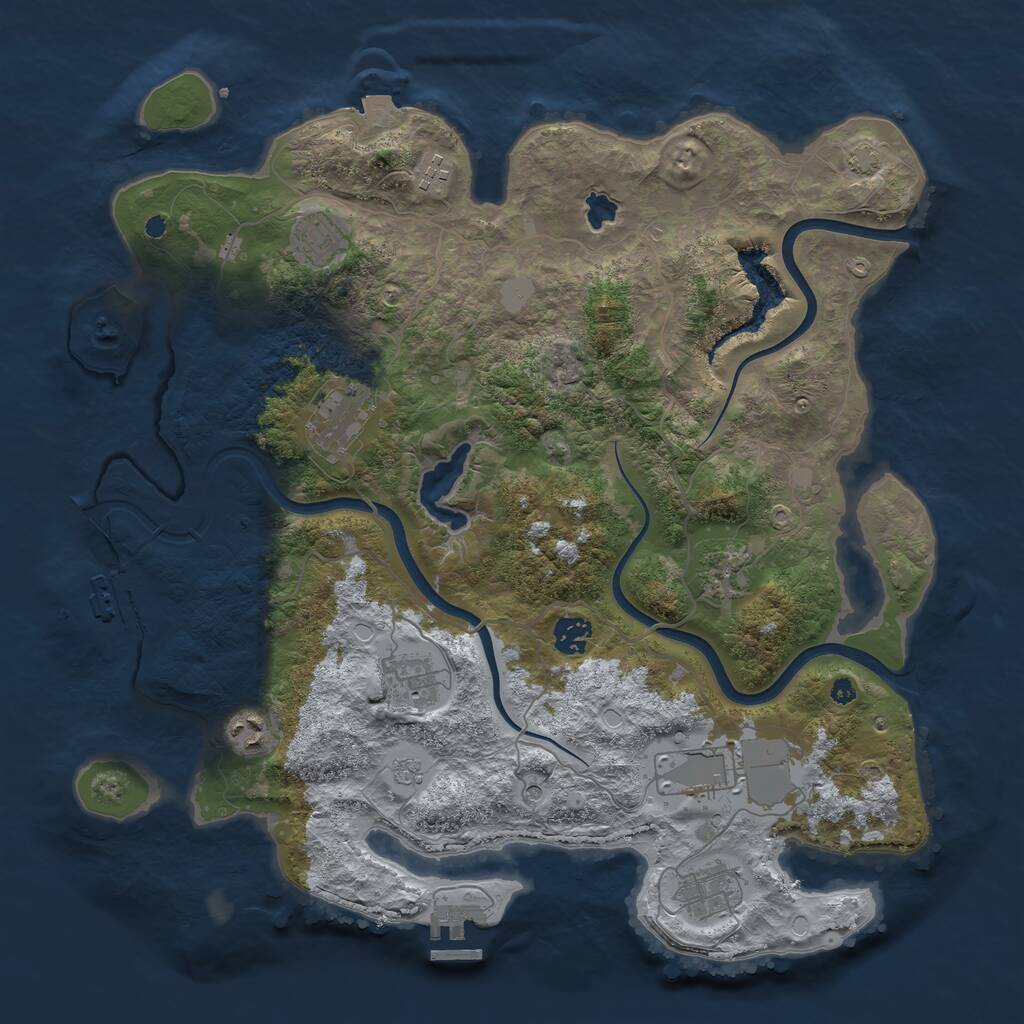 Rust Map: Procedural Map, Size: 4000, Seed: 1243448474, 15 Monuments