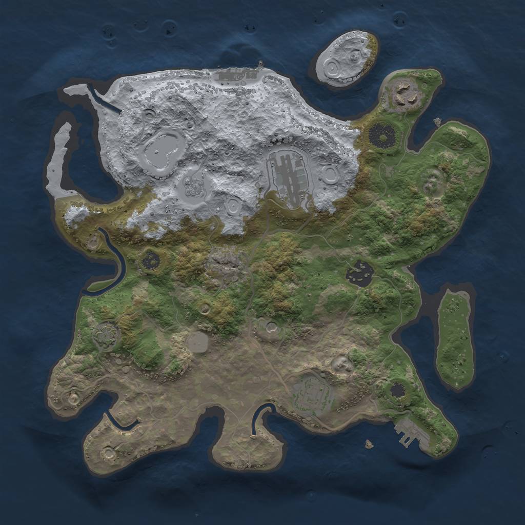 Rust Map: Procedural Map, Size: 3000, Seed: 9050, 12 Monuments