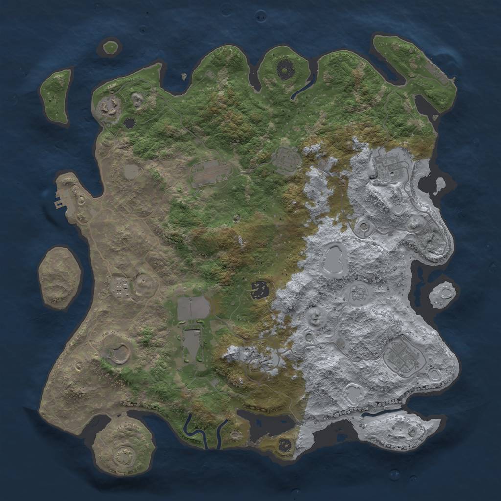 Rust Map: Procedural Map, Size: 3950, Seed: 37267466, 18 Monuments