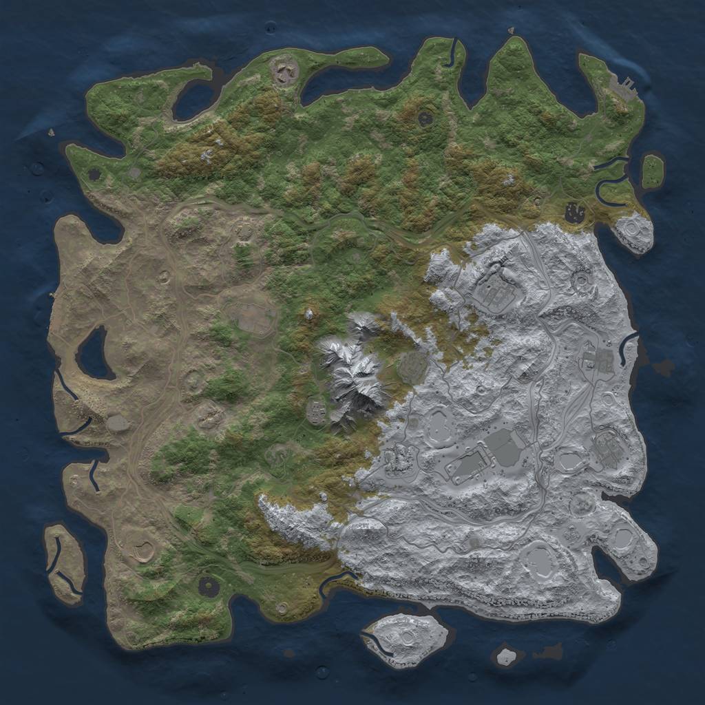 Rust Map: Procedural Map, Size: 5000, Seed: 1810273688, 19 Monuments