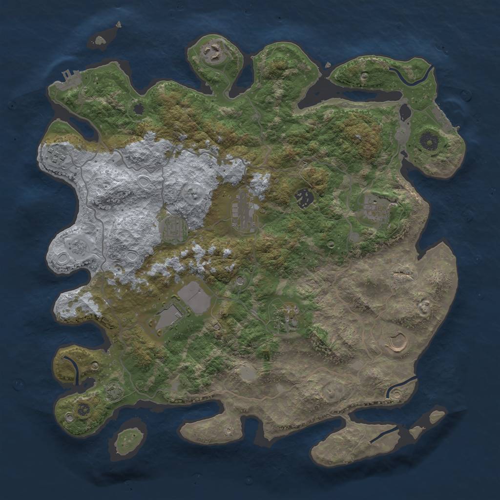 Rust Map: Procedural Map, Size: 4000, Seed: 64407685, 17 Monuments