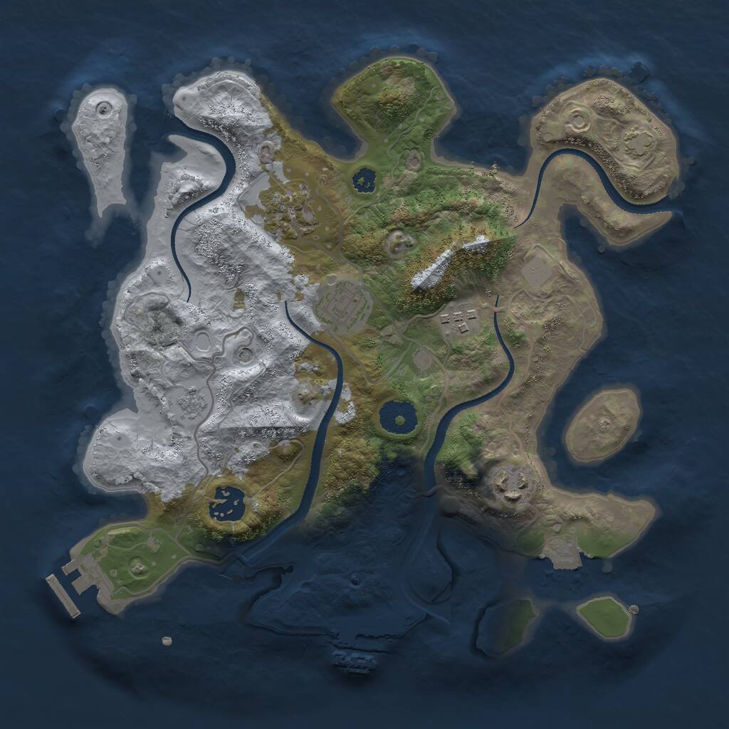 Rust Map: Procedural Map, Size: 3000, Seed: 727443638, 11 Monuments