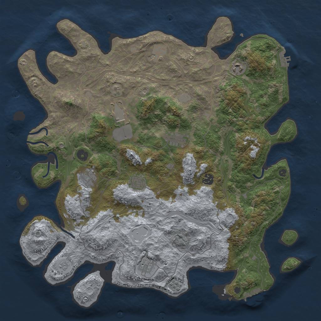 Rust Map: Procedural Map, Size: 4250, Seed: 472186422, 17 Monuments